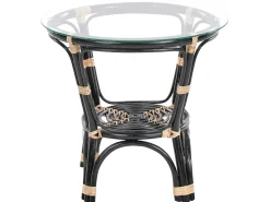 Sale Beliani Set bistrot con cuscini PECORINI Rattan Nero Bianco Marrone Nero