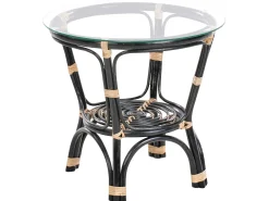Sale Beliani Set bistrot con cuscini PECORINI Rattan Nero Bianco Marrone Nero