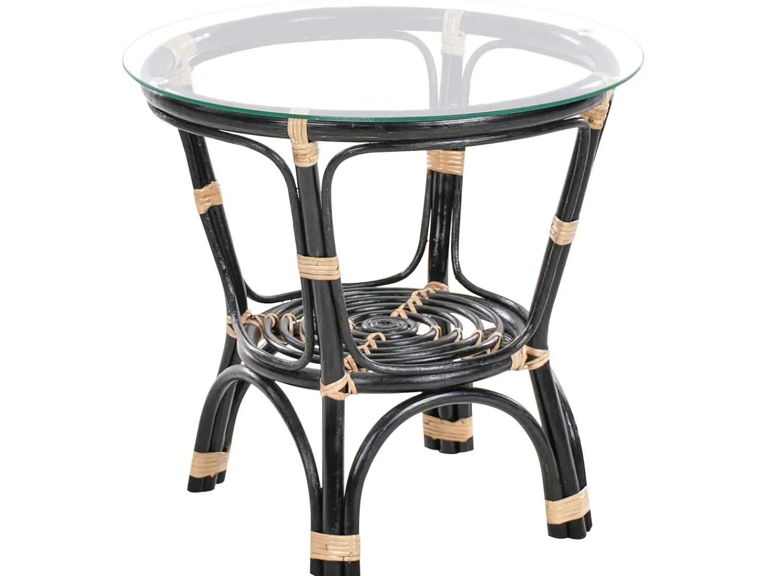 Sale Beliani Set bistrot con cuscini PECORINI Rattan Nero Bianco Marrone Nero