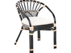 Sale Beliani Set bistrot con cuscini PECORINI Rattan Nero Bianco Marrone Nero