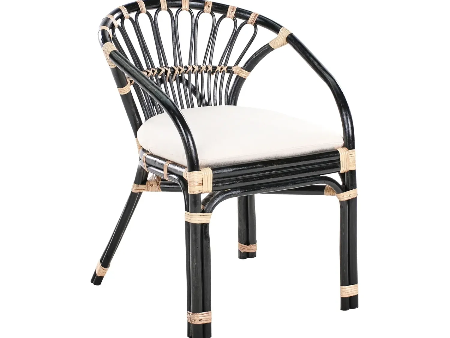 Sale Beliani Set bistrot con cuscini PECORINI Rattan Nero Bianco Marrone Nero