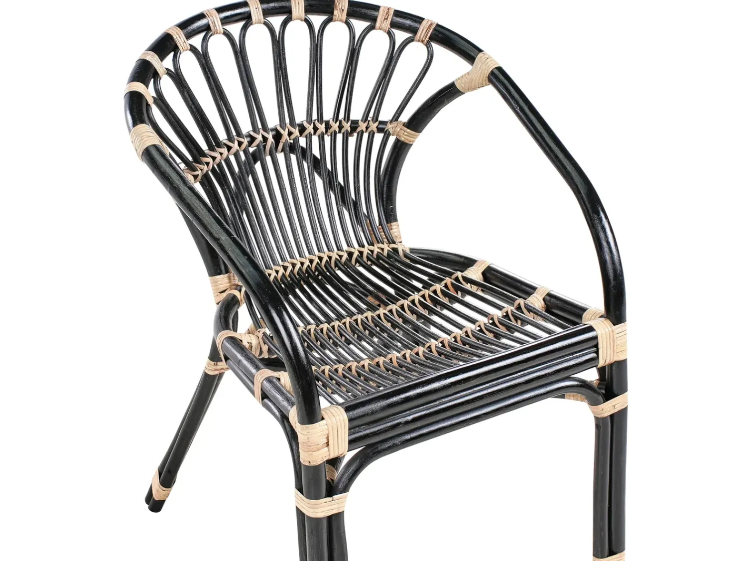 Sale Beliani Set bistrot con cuscini PECORINI Rattan Nero Bianco Marrone Nero