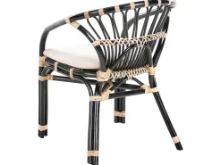 Sale Beliani Set bistrot con cuscini PECORINI Rattan Nero Bianco Marrone Nero