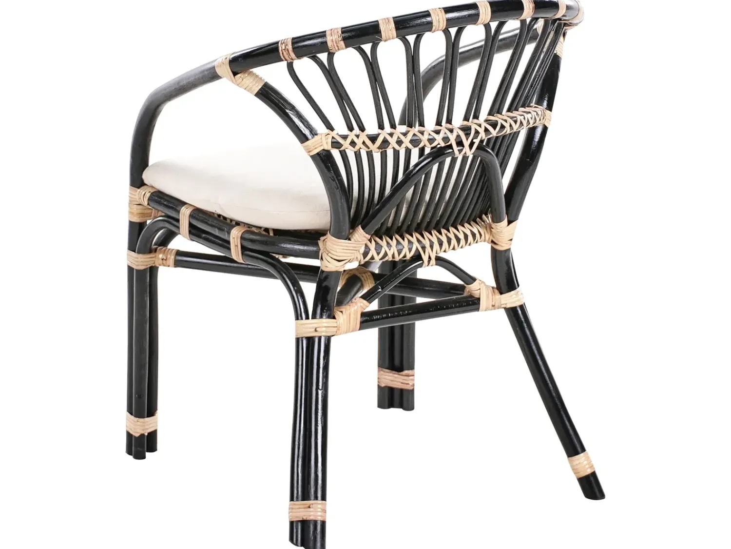 Sale Beliani Set bistrot con cuscini PECORINI Rattan Nero Bianco Marrone Nero