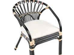 Sale Beliani Set bistrot con cuscini PECORINI Rattan Nero Bianco Marrone Nero