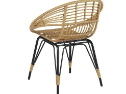 Beliani Set bistrot con cuscini PELLARO Rattan sintetico (PE) Nero Beige Naturale Nero
