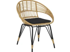 Beliani Set bistrot con cuscini PELLARO Rattan sintetico (PE) Nero Beige Naturale Nero