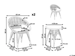 Beliani Set bistrot con cuscini PELLARO Rattan sintetico (PE) Nero Beige Naturale Nero