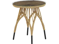 Beliani Set bistrot con cuscini PELLARO Rattan sintetico (PE) Nero Beige Naturale Nero