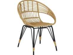 Beliani Set bistrot con cuscini PELLARO Rattan sintetico (PE) Nero Beige Naturale Nero