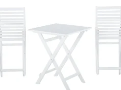 Outlet Beliani Set bistrot con cuscini Pieghevole FIJI Legno d'acacia Bianco Bianco Giallo