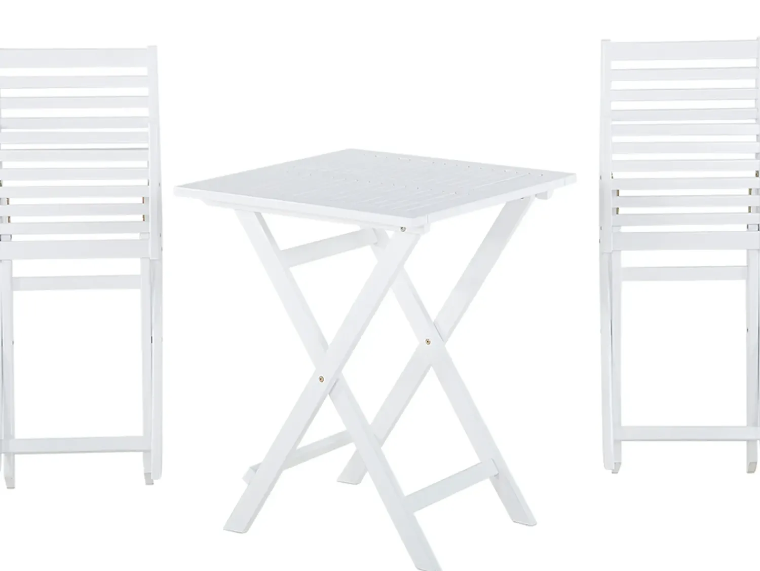 Outlet Beliani Set bistrot con cuscini Pieghevole FIJI Legno d'acacia Bianco Bianco Giallo