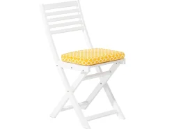 Outlet Beliani Set bistrot con cuscini Pieghevole FIJI Legno d'acacia Bianco Bianco Giallo