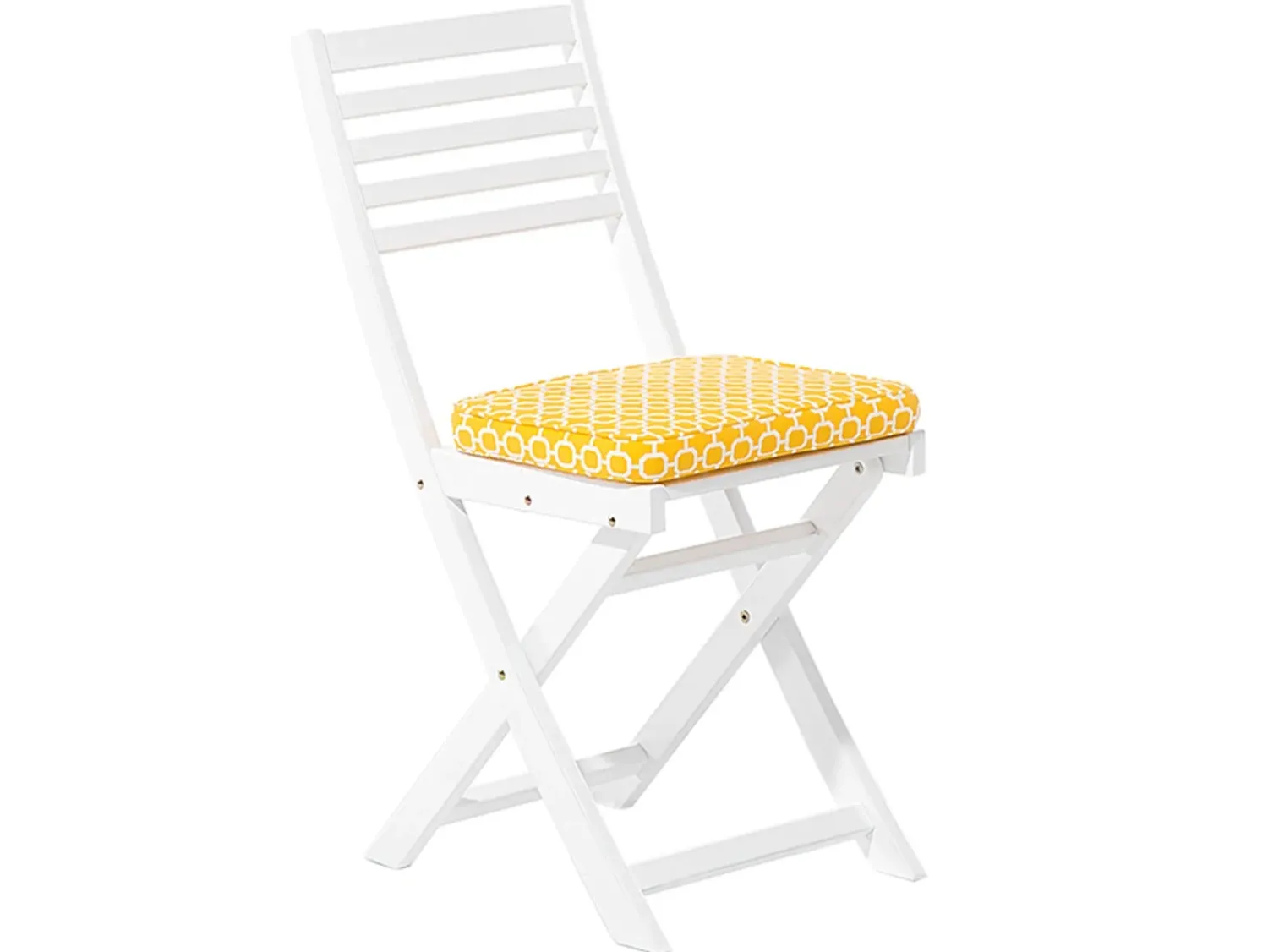 Outlet Beliani Set bistrot con cuscini Pieghevole FIJI Legno d'acacia Bianco Bianco Giallo