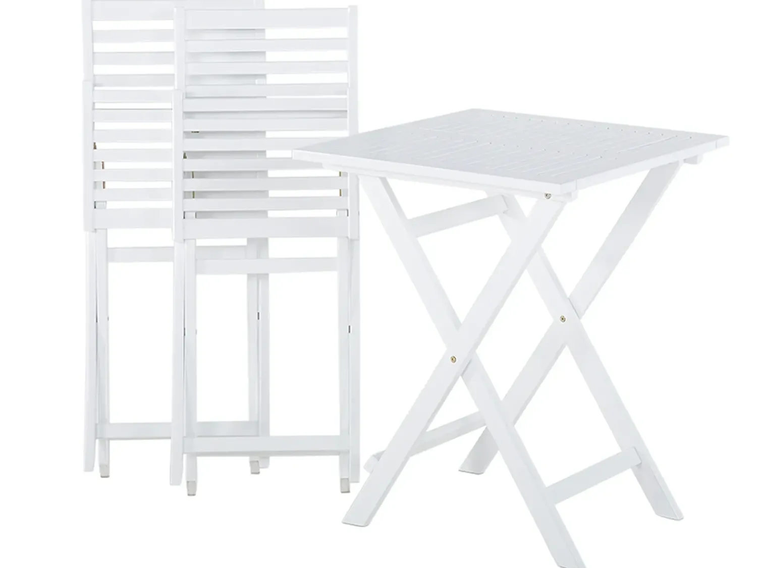 Outlet Beliani Set bistrot con cuscini Pieghevole FIJI Legno d'acacia Bianco Bianco Giallo