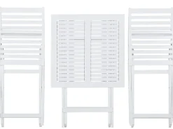 Outlet Beliani Set bistrot con cuscini Pieghevole FIJI Legno d'acacia Bianco Bianco Giallo