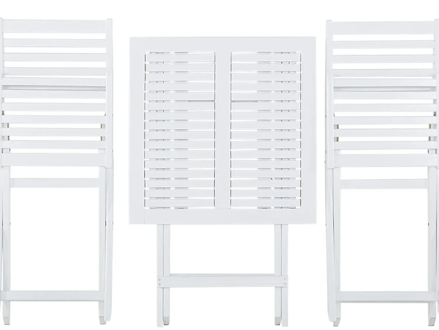 Outlet Beliani Set bistrot con cuscini Pieghevole FIJI Legno d'acacia Bianco Bianco Giallo