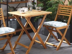Best Beliani Set bistrot con cuscini Pieghevole FIJI Legno d'acacia Blu Bianco Blu Marrone