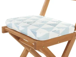 Best Beliani Set bistrot con cuscini Pieghevole FIJI Legno d'acacia Blu Bianco Blu Marrone