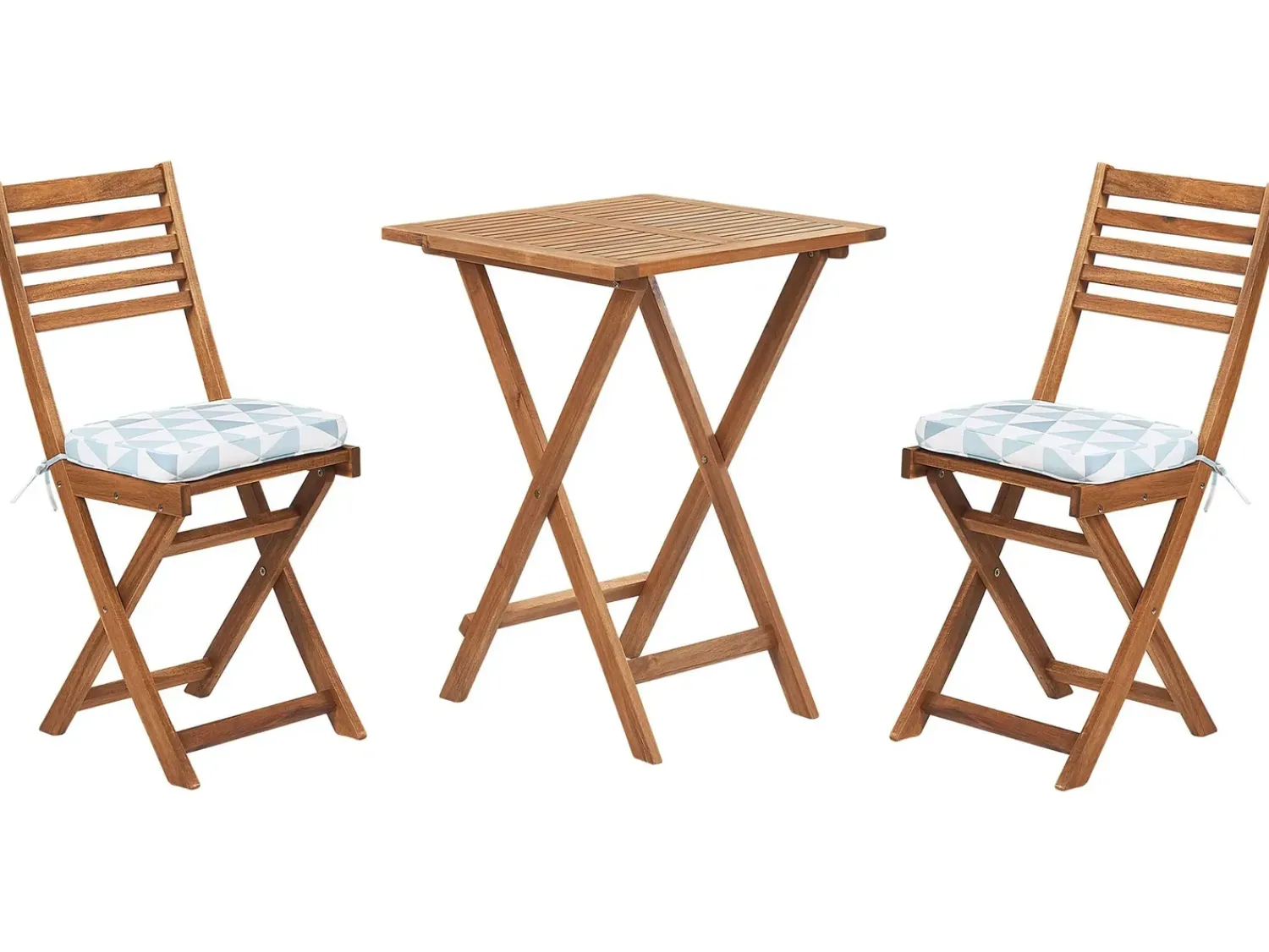 Best Beliani Set bistrot con cuscini Pieghevole FIJI Legno d'acacia Blu Bianco Blu Marrone