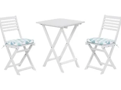 Best Beliani Set bistrot con cuscini Pieghevole FIJI Legno d'acacia Blu Bianco Blu
