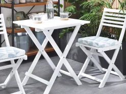 Best Beliani Set bistrot con cuscini Pieghevole FIJI Legno d'acacia Blu Bianco Blu