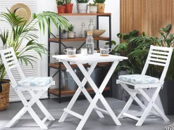Best Beliani Set bistrot con cuscini Pieghevole FIJI Legno d'acacia Blu Bianco Blu