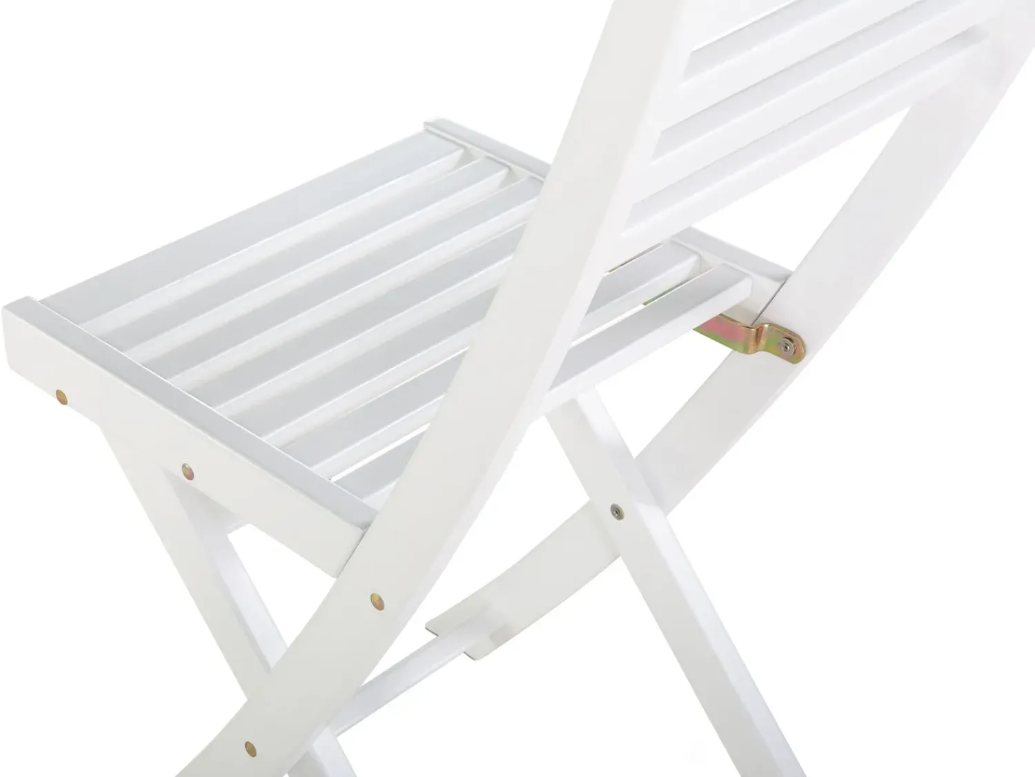 Outlet Beliani Set bistrot con cuscini Pieghevole FIJI Legno d'acacia Bianco Bianco Verde