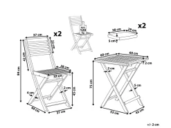 Outlet Beliani Set bistrot con cuscini Pieghevole FIJI Legno d'acacia Bianco Bianco Verde