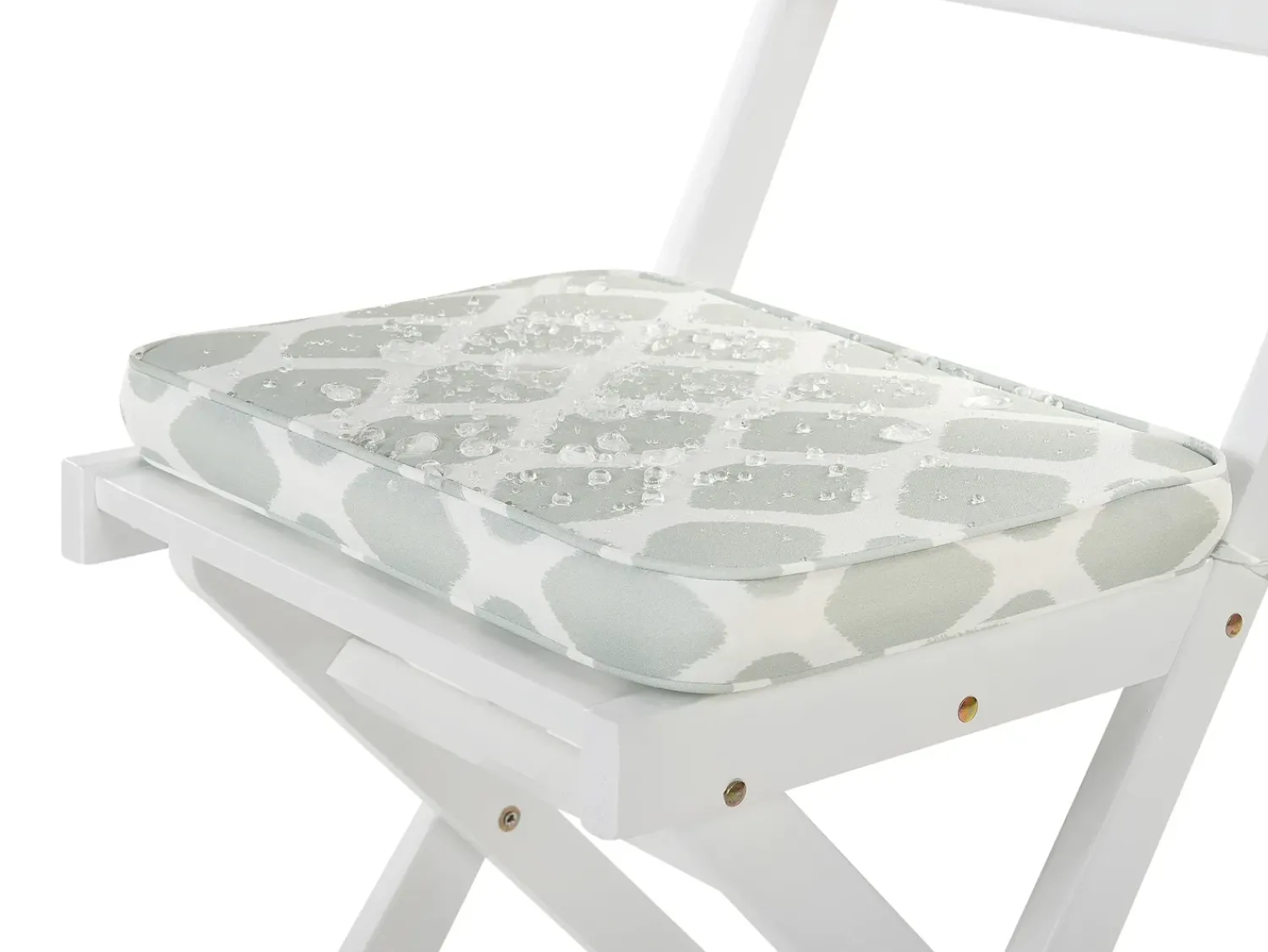 Outlet Beliani Set bistrot con cuscini Pieghevole FIJI Legno d'acacia Bianco Bianco Verde
