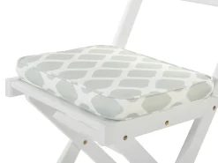 Outlet Beliani Set bistrot con cuscini Pieghevole FIJI Legno d'acacia Bianco Bianco Verde