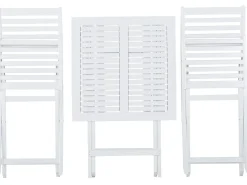 Outlet Beliani Set bistrot con cuscini Pieghevole FIJI Legno d'acacia Bianco Bianco Verde