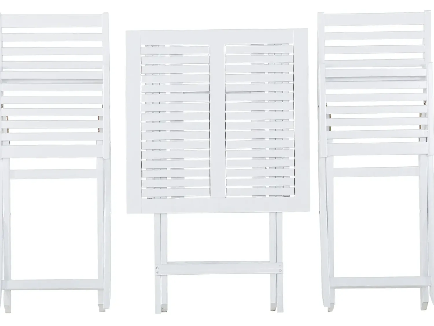 Outlet Beliani Set bistrot con cuscini Pieghevole FIJI Legno d'acacia Bianco Bianco Verde