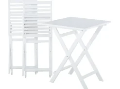 Outlet Beliani Set bistrot con cuscini Pieghevole FIJI Legno d'acacia Bianco Bianco Verde