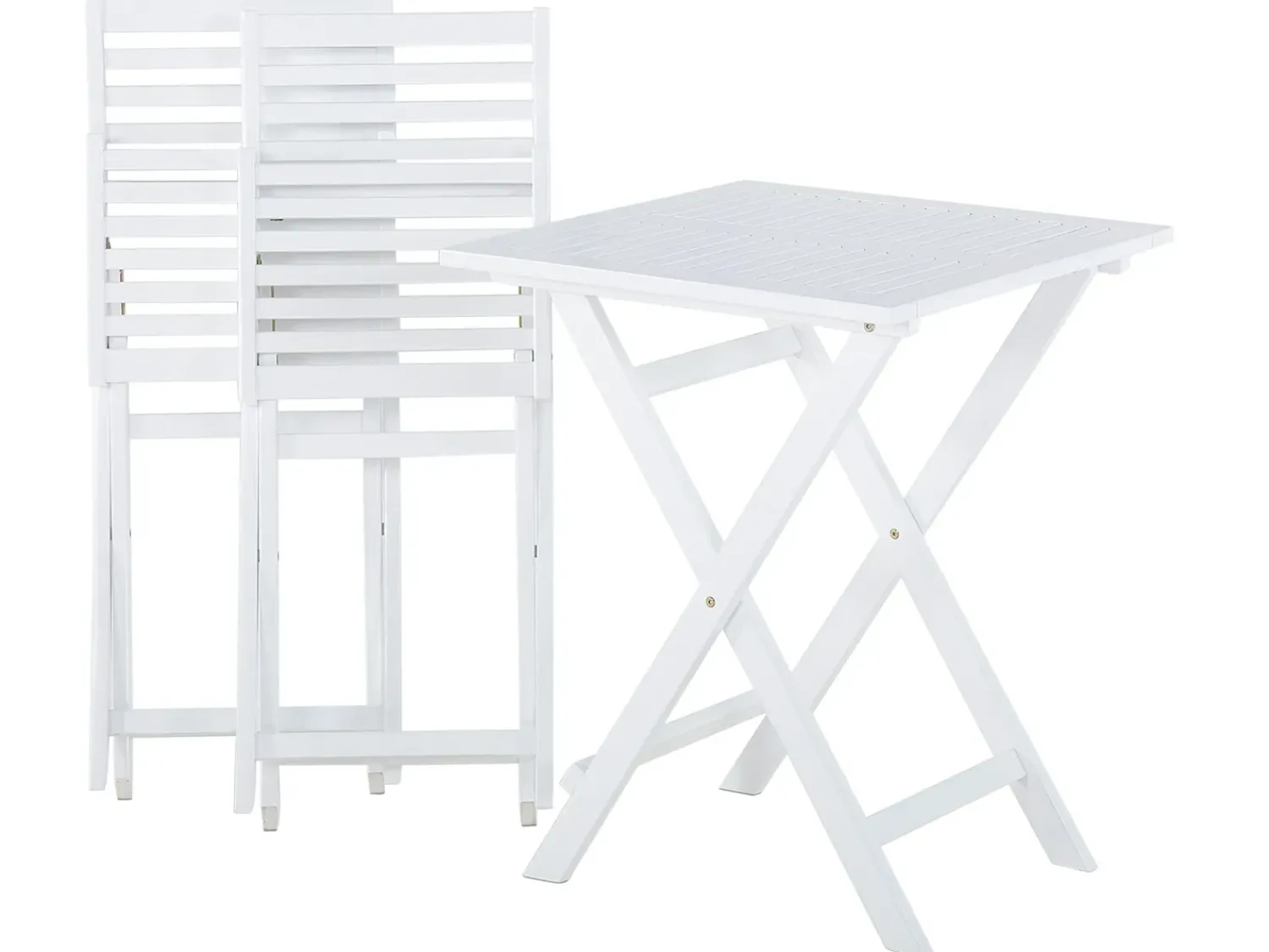 Outlet Beliani Set bistrot con cuscini Pieghevole FIJI Legno d'acacia Bianco Bianco Verde