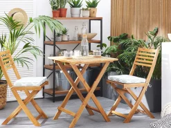 Best Beliani Set bistrot con cuscini Pieghevole FIJI Legno d'acacia Verde menta Bianco Verde Marrone