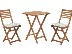 Best Beliani Set bistrot con cuscini Pieghevole FIJI Legno d'acacia Verde menta Bianco Verde Marrone