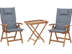 Best Beliani con cuscini Pieghevole JAVA Legno d'acacia Blu Blu Marrone