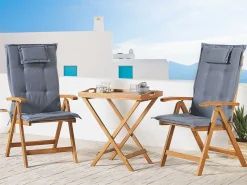 Best Beliani con cuscini Pieghevole JAVA Legno d'acacia Blu Blu Marrone