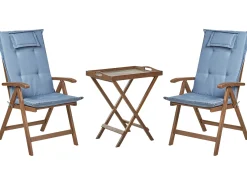 Outlet Beliani con cuscini Pieghevole AMANTEA Legno d'acacia Blu Blu Marrone
