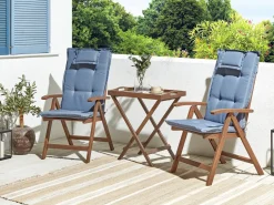 Outlet Beliani con cuscini Pieghevole AMANTEA Legno d'acacia Blu Blu Marrone