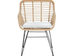 New Beliani Set bistrot con cuscini TRESTINA Rattan sintetico (PE) Marrone chiaro Beige Beige Naturale Nero