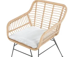 New Beliani Set bistrot con cuscini TRESTINA Rattan sintetico (PE) Marrone chiaro Beige Beige Naturale Nero