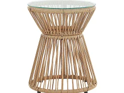 New Beliani Set bistrot con cuscini TRESTINA Rattan sintetico (PE) Marrone chiaro Beige Beige Naturale Nero