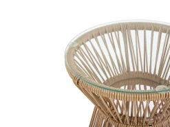 New Beliani Set bistrot con cuscini TRESTINA Rattan sintetico (PE) Marrone chiaro Beige Beige Naturale Nero