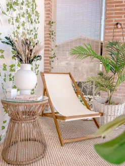 New Beliani Set bistrot con cuscini TRESTINA Rattan sintetico (PE) Marrone chiaro Beige Beige Naturale Nero