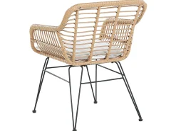 New Beliani Set bistrot con cuscini TRESTINA Rattan sintetico (PE) Marrone chiaro Beige Beige Naturale Nero