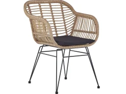 Outlet Beliani Set bistrot con cuscini TROPEA II Rattan sintetico (PE) Naturale Marrone Nero