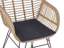 Outlet Beliani Set bistrot con cuscini TROPEA II Rattan sintetico (PE) Naturale Marrone Nero