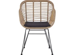 Outlet Beliani Set bistrot con cuscini TROPEA II Rattan sintetico (PE) Naturale Marrone Nero